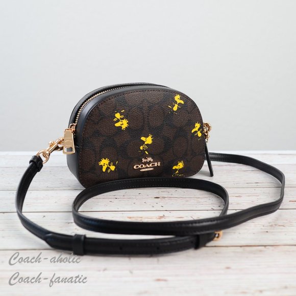 NWT Coach Coach X Peanuts Mini Serena Crossbody With Woodstock Print - Picture 3 of 13